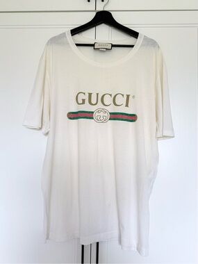 Authentic Gucci Logo Tee White XXL 100% Cotton Made in Italy